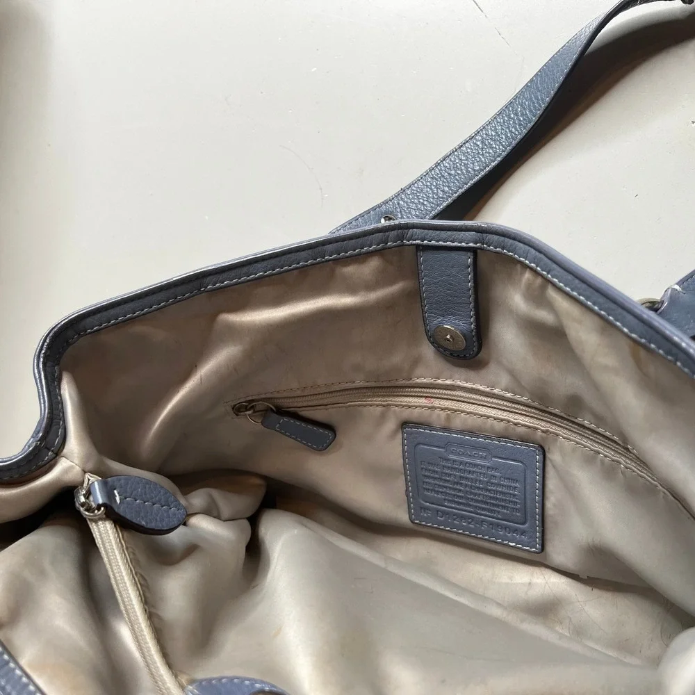Coach Penelope Shopper Blue‎ Grey Leather Tote Shoulder Bag F19044